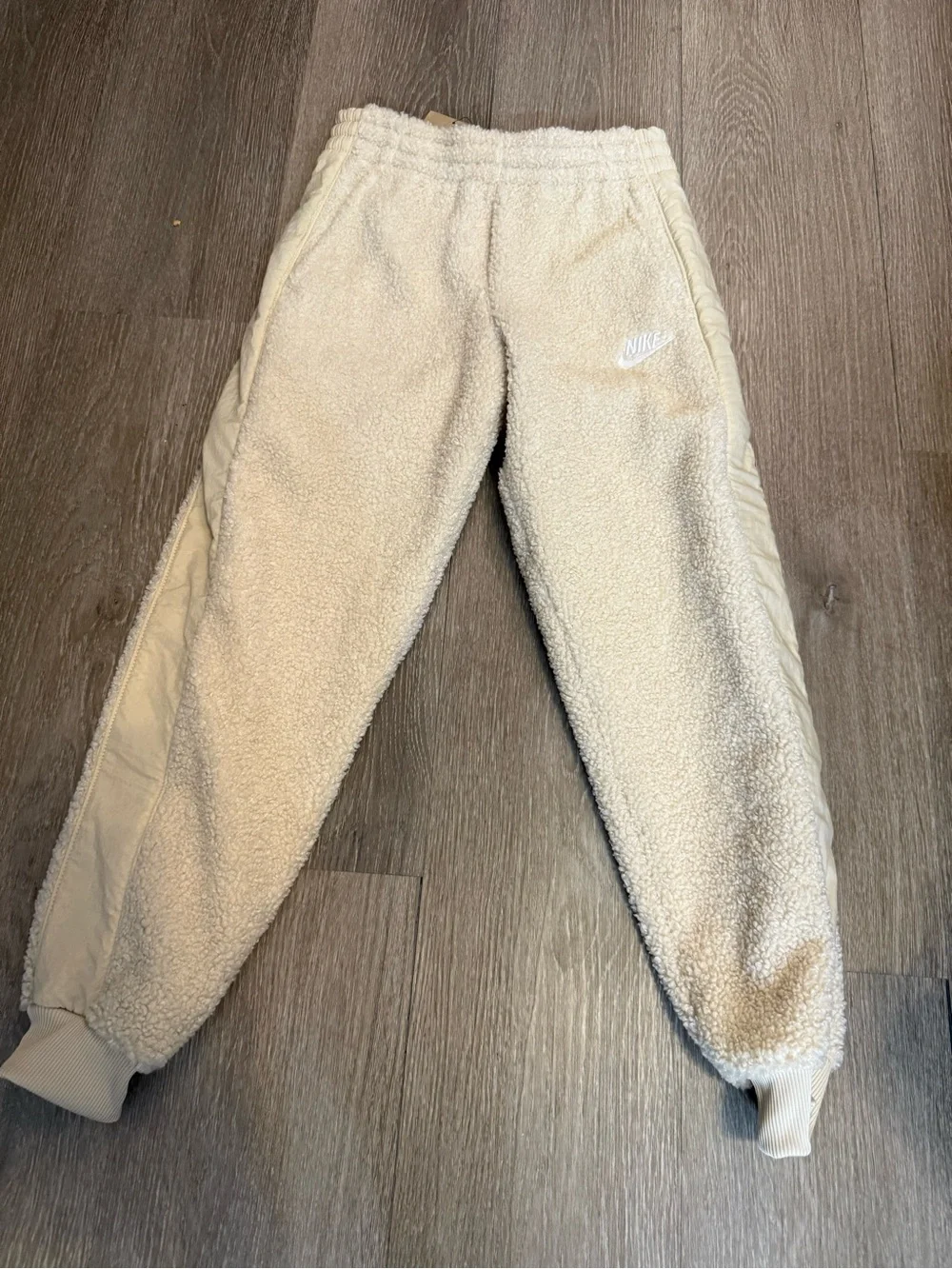 Nike Kids Cream Sherpa Joggers with Side Panels